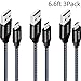 Micro USB Android Charger Cable, FONKEN USB to Micro USB Cables [3-Pack,6.6FT] High Speed USB2.0 Sync and Charging Cables for Compatible Samsung, HTC, Motorola, Nokia, Kindle, MP3, Tablet etc. (Black)