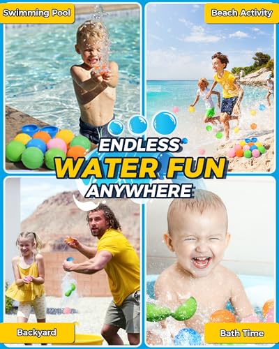 KOKODI 16PCS Reusable Water Balloons for Kids Ages 3-14, Self Sealing Magnetic Water Bombs for Pool & Beach, Quickly Fill Refillable Silicone Water Balls Fight Toys for Summer Outdoor Games