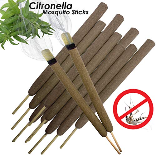 W4W Citronella Mosquito Repellent Sticks Extra-Thick - Outdoor Use Reaches Up to 10-12 feet - Each Stick Burns for 3-5 Hours (2 Pack Contains 10 Repellents)