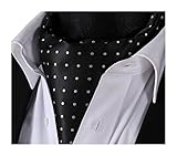 SetSense Men's Polka Dot Jacquard Woven Self Cravat Tie Ascot One Size Black / Silver