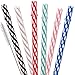Dakoufish 12 Piece 10 Inch Reusable Plastic Thick Drinking Straws BPA Free Mason Jar Straws Transparent Small Stripe (10inch, Mix 12color)