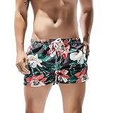 Cocobla Men Beach Swimming Shorts Sexy Floral Low