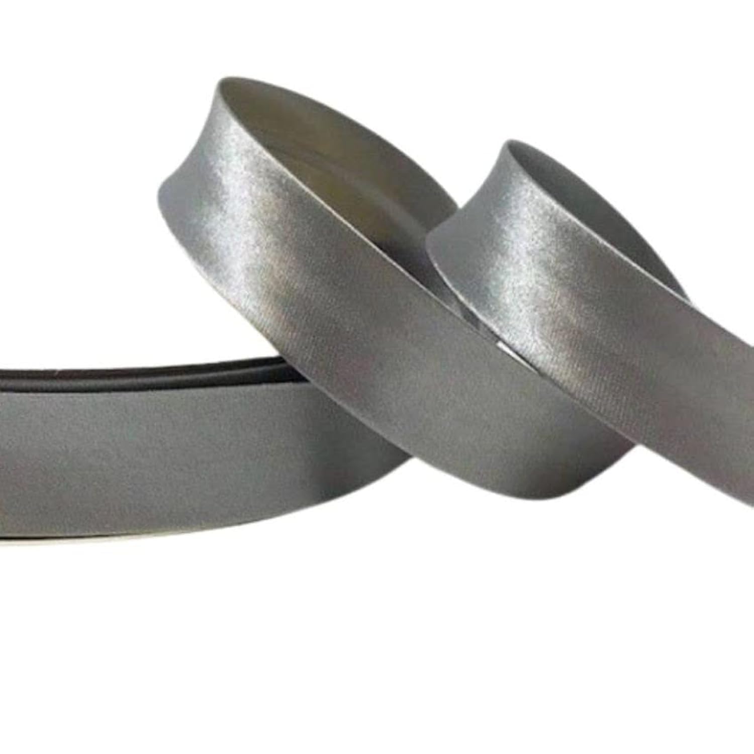 Plush Addict Single Fold Satin Bias Binding Tape for Sewing, Edging, Stitching, Hemming, Trimmings, Accessories, Outfits and Crafts - Pewter Grey - 18mm Wide x 5 Metre