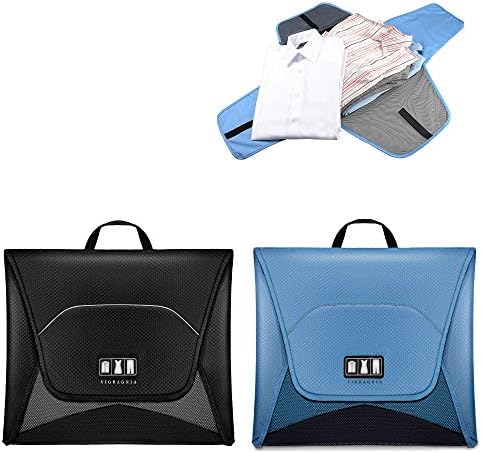 VIGBAGNIA Garment Bag Packing Envelope Folder Shirts Sleeves Wrinkled Free Dirt avoid Travel Packing Organizers for Luggage(1 Black+1 Light Blue)
