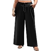 syoss Plus Size Wide Leg Pants for Women Summer Long Palazzo Pants Flowy Trousers with Pockets