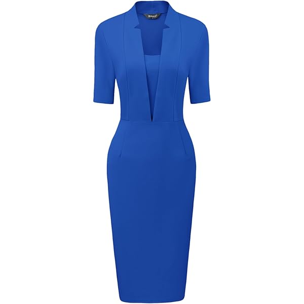 Allegra K Vintage Sheath Dress For Women's V Neck Cap Sleeves