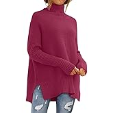 LILLUSORY Women's Oversized Turtleneck Sweaters Fall Batwing Sleeve Ribbed Tunic Sweater