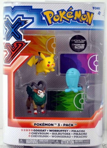 Pokemon xy figures with attack tags 3-pack (gogoat wobbuffet pika…