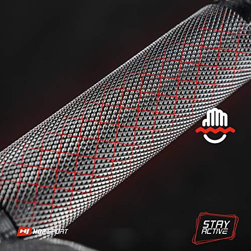 Hop-Sport-Hantelstange-O-30-mm--Langhantel-Stange-167-cm-Kurzhantelstange-40-cm-SZ-super-SZ-Stange-120-cm--verchromt-und-geraendelt-Gewinde-mit-Sternverschluessen