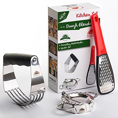 Stainless Steel Pastry Cutter – Dough Blender and Biscuit Cutters – Dough Whisk - Perfect for Blending and Cutting Baking Dough – Dumpling Ravioli Maker – Vegetable Grater by KiTheea