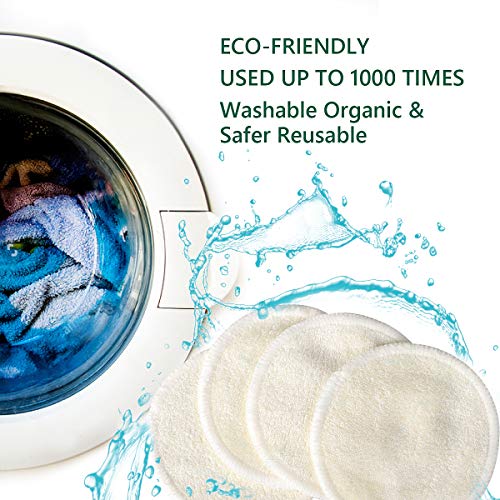 20 Packs Organic Reusable Makeup Remover Pads, Washable Ecofriendly
