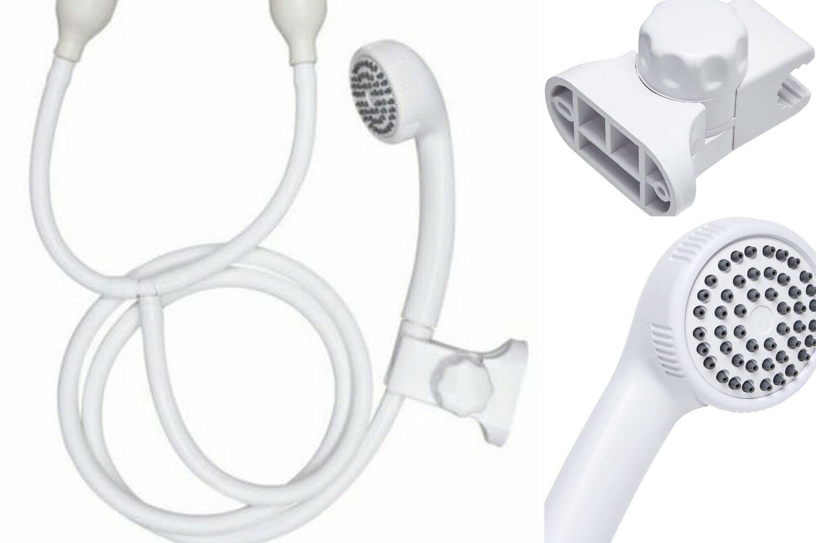 Khanary Portable Double Tap Push On Hand Held Shower Head & Hose Bath Sink Hairdresser Pet Hose Fitting 1.9 Meter
