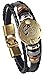 Hamoery Punk Alloy Leather Bracelet For Men Constellation Braided Rope Bracelet Bangle Wristband(Pisces)