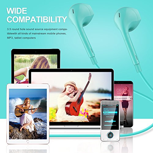 Bekou Premium Earbuds Stereo Headphones 2 Pack Earphones with Microphone and Noise Isolating headset for iPhone iPod iPad Samsung Galaxy S7 S8 and Android Phones - Blue - Thumbnail 5