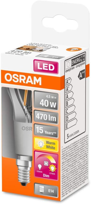 OSRAM LED Lamps, Classic Mini-Ball, GLOWdim, 4.5 W, Clear, Set of 4 Lamps - Image 4