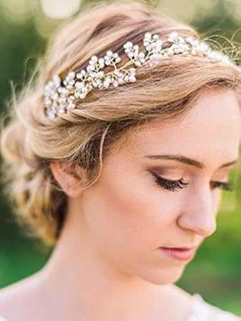 Amazon Com Yean Bridal Headband Gold Wedding Hair Vine Wreath