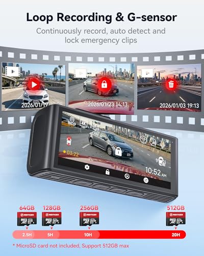 REDTIGER F7NA 4K Front Rear Dashcam, STARVIS 2 IMX678 8MP Sensor, WiFi 5GHz 20MB/s, GPS, Night Vision, Dual Car Camera, WDR, Voice Control, No SD Card, Supports 512GB Max