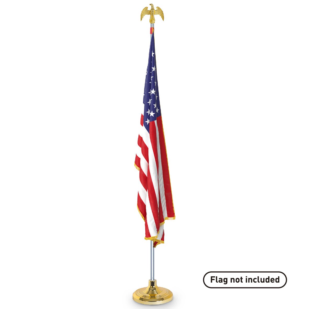 Telescoping Indoor Flag Pole Kit with Base Stand and Gold American