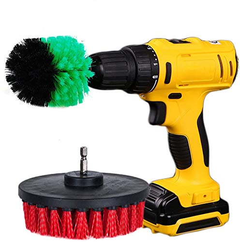 OxoxO Drill Brush - 3" 5" Medium Stiff Power Scrubbing Brush Drill Attachment Compatible with Cleaning Showers Tubs Tile Grout Carpet Concrete Brick (Pack of 2)