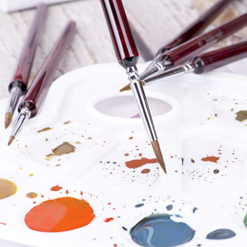 6Pcs Weasel Finest Detail Paint Brush 6pcs/Set, Miniature Art Brushes Fine Liner Round for Watercolor Oil Acrylic, Craft Models Rock Painting & Paint by Number