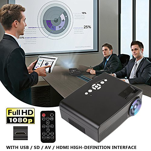 Hanbaili (US Plug)3000 Lumens LCD Mini Projector, Multimedia Home Theater Video Projector Support 1080P HDMI USB SD Card VGA AV Home Cinema TV Laptop Game iPhone Android Smartphone with HDMI Cable - Thumbnail 7