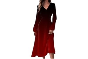 BTLYUIOAPE Fall Dresses for Women Women's Autumn and Winter Casual Fashion V-Neck Long Sleeve Floral Print Long Dress