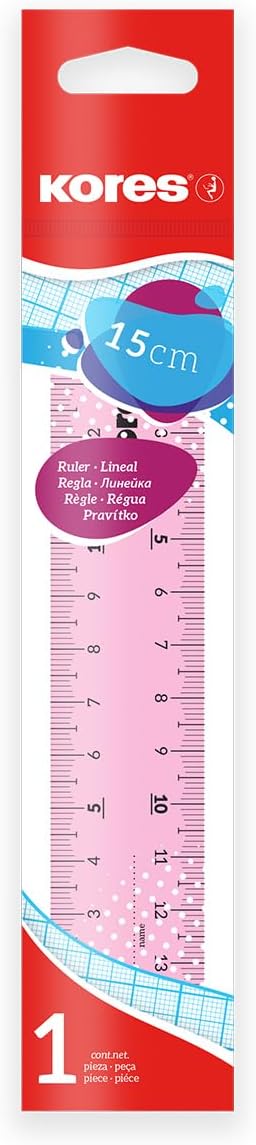 Kores Transparent Ruler 15cm with Inking Edge Random Colour