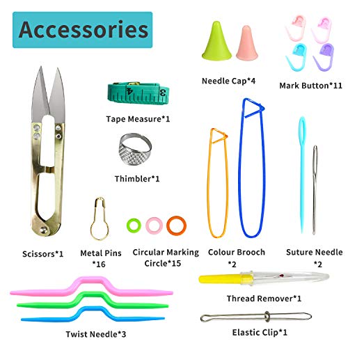 LINGSFIRE Knitting Needles Set, Weaving Tools Knitting Kits 18 Pairs 18 Sizes Bamboo Circular Knitting Needles Colored Tube 36 Pcs 18 Size Single Pointed Bamboo Knitting Needles 2.0 mm-10.0 mm (Set 1) - Thumbnail 2
