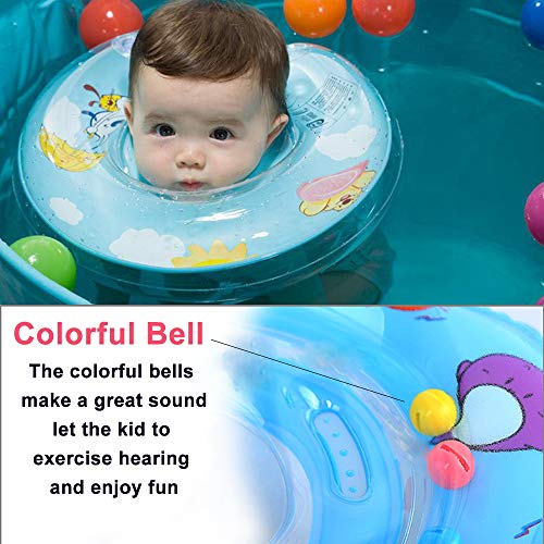 Baby Swimming Neck Float Ring, 2019 Thicken Kids Swim Ring with Inflatable Double airbag Summer Water Sport Bathtub Pool Toys for Infant Toddler Swim Trainer 0 Months to 18 Months (Baby Ring Blue)