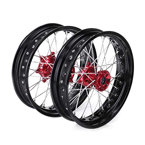 FidgetKute Supermoto Complete Wheel Rims 17x3.5 5.0 for CR125 250R CRF250 450R 02-13
