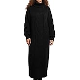 Women’s Oversized Turtleneck Maxi Sweater Dress Long Sleeve Cable Chunky Knit Casual Fall Winter Sweater Dress