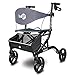 Hugo Mobility Explore Side-Fold Rollator Walker with Seat, Backrest and Folding Basket, Pearl Blk