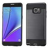 Samsung Galaxy Note 7 Case - Wydan Hybrid Hard Shockproof Case Heavy Duty Protective Brushed Phone Rugged Armor Resilient Protector Cover - Black on Black w/ Wydan Stylus Pen