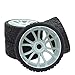 Grey 1:8 RC Buggy Hex 17mm Double 6 Spoke Wheels Rubber Tires with H Pattern