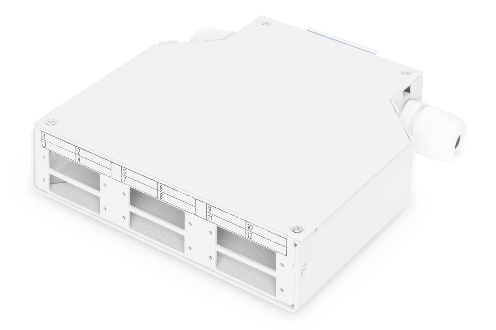 DIGITUS LWL splicing box, DIN rail mounting, 6 ports, for SC Duplex couplings, metal housing