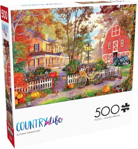 Buffalo Games - Dominic Davison - Autumn Farmhouse - 500 Piece Jigsaw Puzzle For Adults -Challenging Puzzle Perfect for Game Nights - Finished Size is 21.25 x 15.00