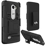 LG Leon Case, LG Tribute 2 Case, LK Heavy Duty Armor Holster Defender Full Body Protective Hybrid Case Cover Belt Clip for LG Leon / LG Tribute 2
