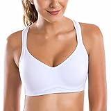 LAS LAI Women's High Impact Flexible Underwire Non Padded Cross Back Sports Bra White 42DD
