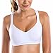 LAS LAI Women's High Impact Flexible Underwire Non Padded Cross Back Sports Bra White 42DD