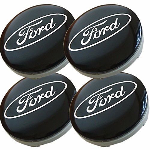 Set of 4 Ford Alloy Wheels Center Hub Caps 54 mm Cover BLACK / Silver