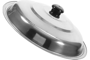 Hohopeti Thickened 38cm Stainless Steel Dome Wok Lid, Universal Replacement Pot Cover for Frying Pan
