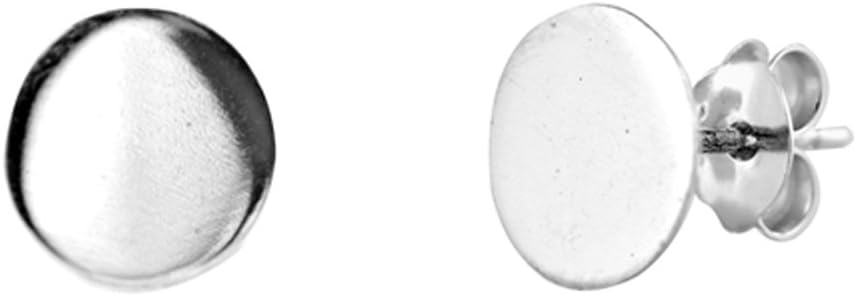 High Polish Large Flat Circle Round .925 Sterling Silver Minimalist Stud Earrings