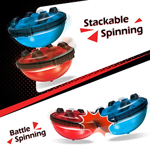 JJRC R7 Novelty Game Toy Spinning Top Robot Battle Gyro Pull Back Car Spinning in Wind Up Gyro Toy for Kids Boys Girls Gifts (Red)