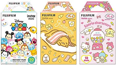 Fujifilm Instax Mini Instant Camera Film 3-Pack Bundle Set , Tsumutsumu , Gudetama , Sanrio 5 Popular Characters [Limited Edition] -Japan Import