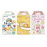 Fujifilm Instax Mini Instant Camera Film 3-Pack Bundle Set , Tsumutsumu , Gudetama , Sanrio 5 Popular Characters [Limited Edition] -Japan Import