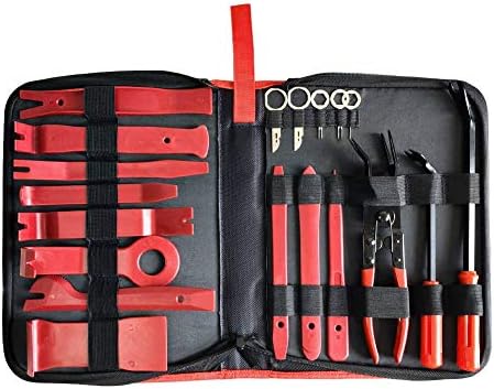 CNIKESIN 19pcs Car Door Panel Trim Removal Tool for Installation and Remover Strong Nylon Pry Tool Kit (red)