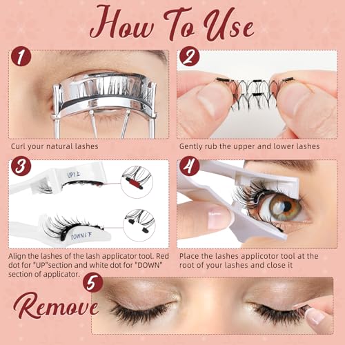 Higu Clace Magnetic Eyelashes With Applicator, Magnetic Eyelashes Without Eyeliner, Natural Look, Magnetic Eyelashes No Glue Needed (Kit-N6)