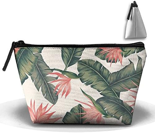 LogicBB Summer Palm Tree Print Makeup Bag Travel Cosmetic Pouch Storage Brush Holder Toiletries Bag Waterproof Jewelry Organizer With Zipper For Women&amp;Girls