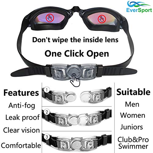 EverSport Swim Goggles, Pack of 2 Swimming Goggles, Swim Glasses No