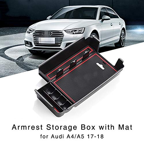 Dreamseek Armrest Storage Box for Audi A4 A5 2017 2018 Car Central Console Glove Tray